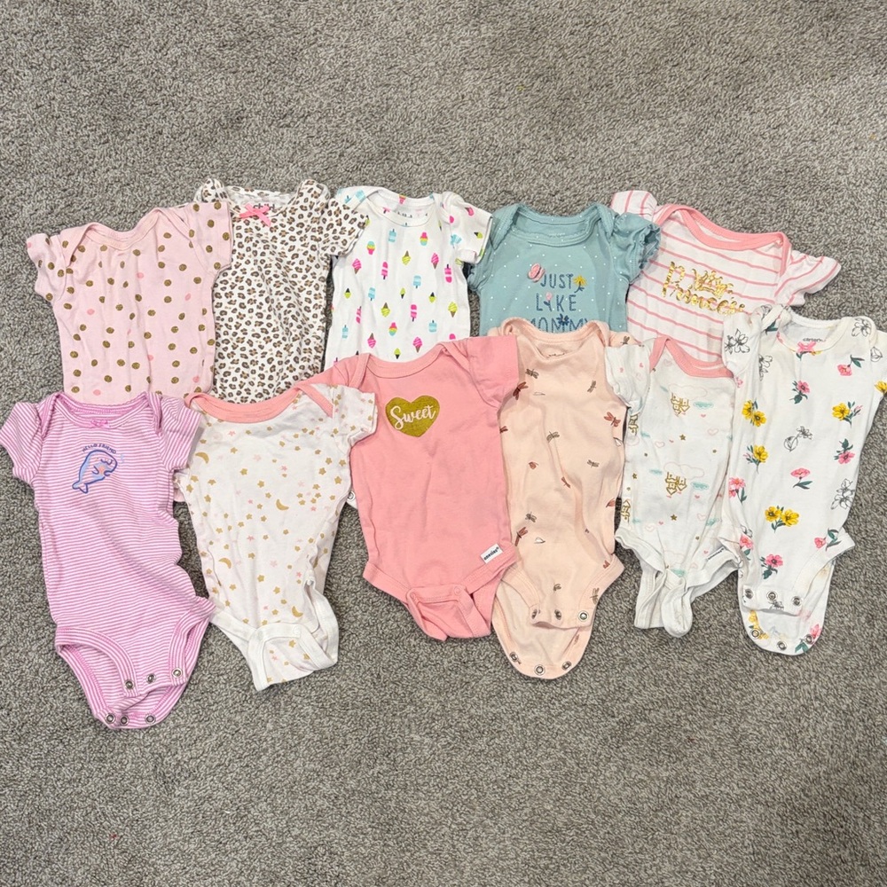 Assorted Baby One Pieces: set of 11